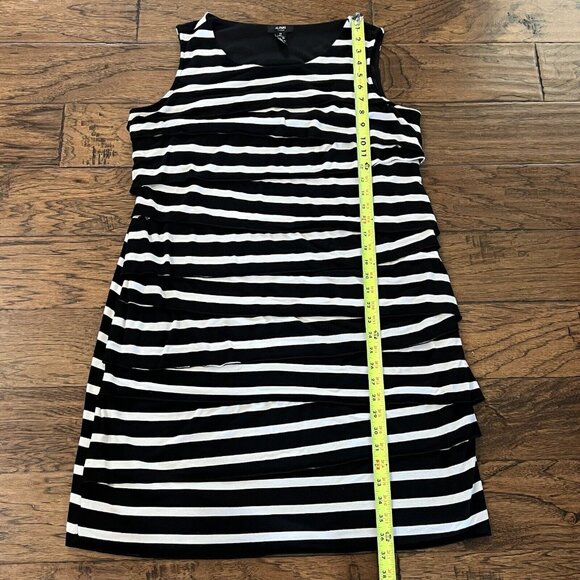 Alfani Sleeveless Knit Dress Plus Size 1X Black White Layered Bandage Stretch - Picture 11 of 15